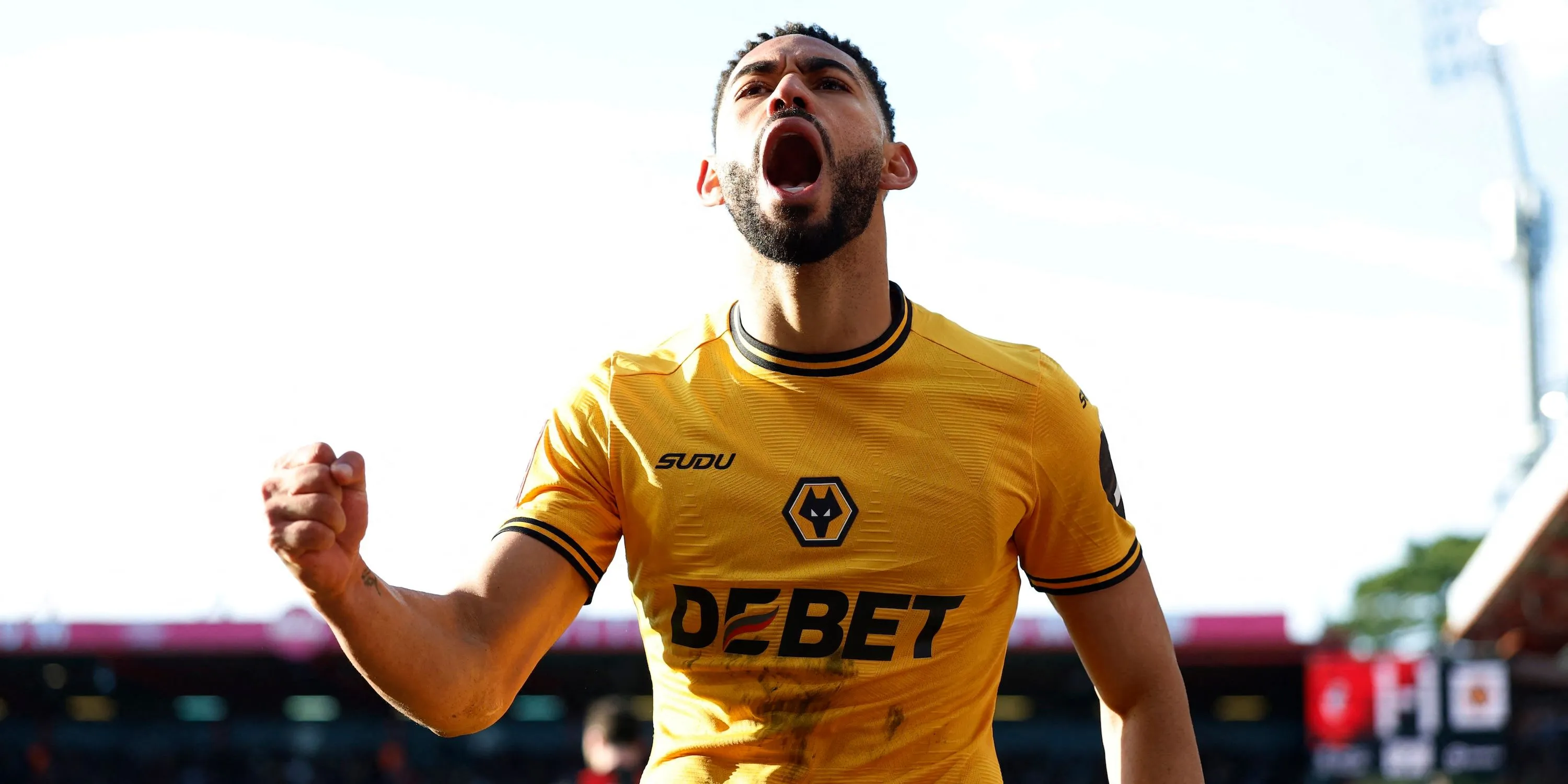 Matheus Cunha của Wolverhampton Wanderers phản ứng trong một tình huống trên sân